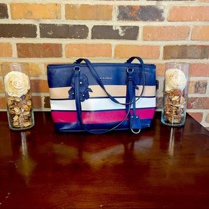 Dana Buchanan Navy Blue, Burgundy and off white Purse. Flower 🌸 Embellishments